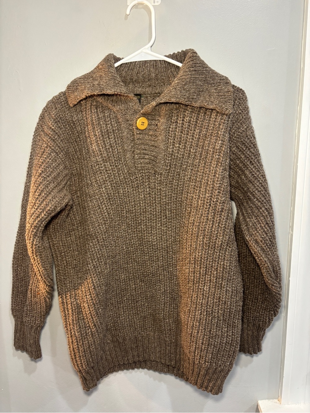 Inis Meain Aran Islands Made in Ireland Brown Ribbed New Wool Sweater EU 40